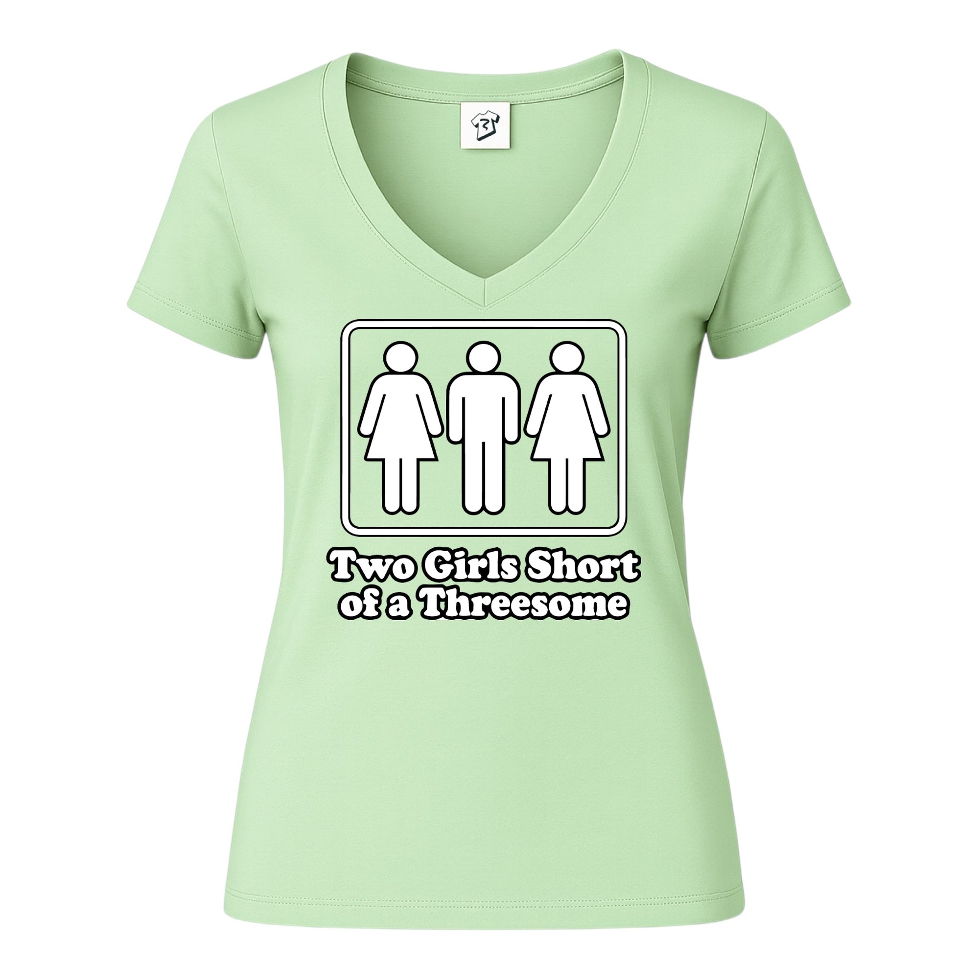 Tees Club v-neck t-shirt Two Girls Short of a Threesome - V-Neck Tee Black Size XS back view