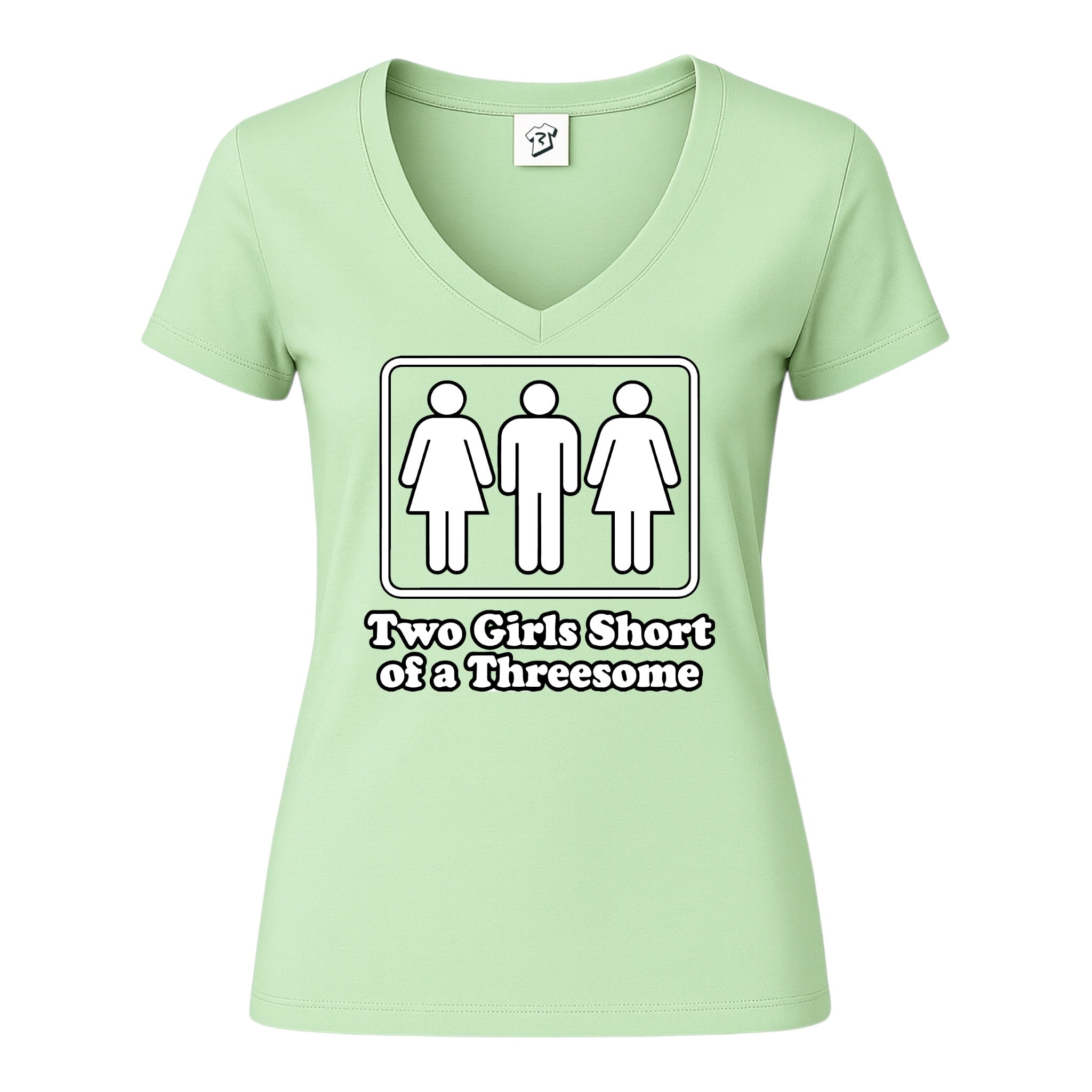 Tees Club v-neck t-shirt Two Girls Short of a Threesome - V-Neck Tee Black Size XS back view