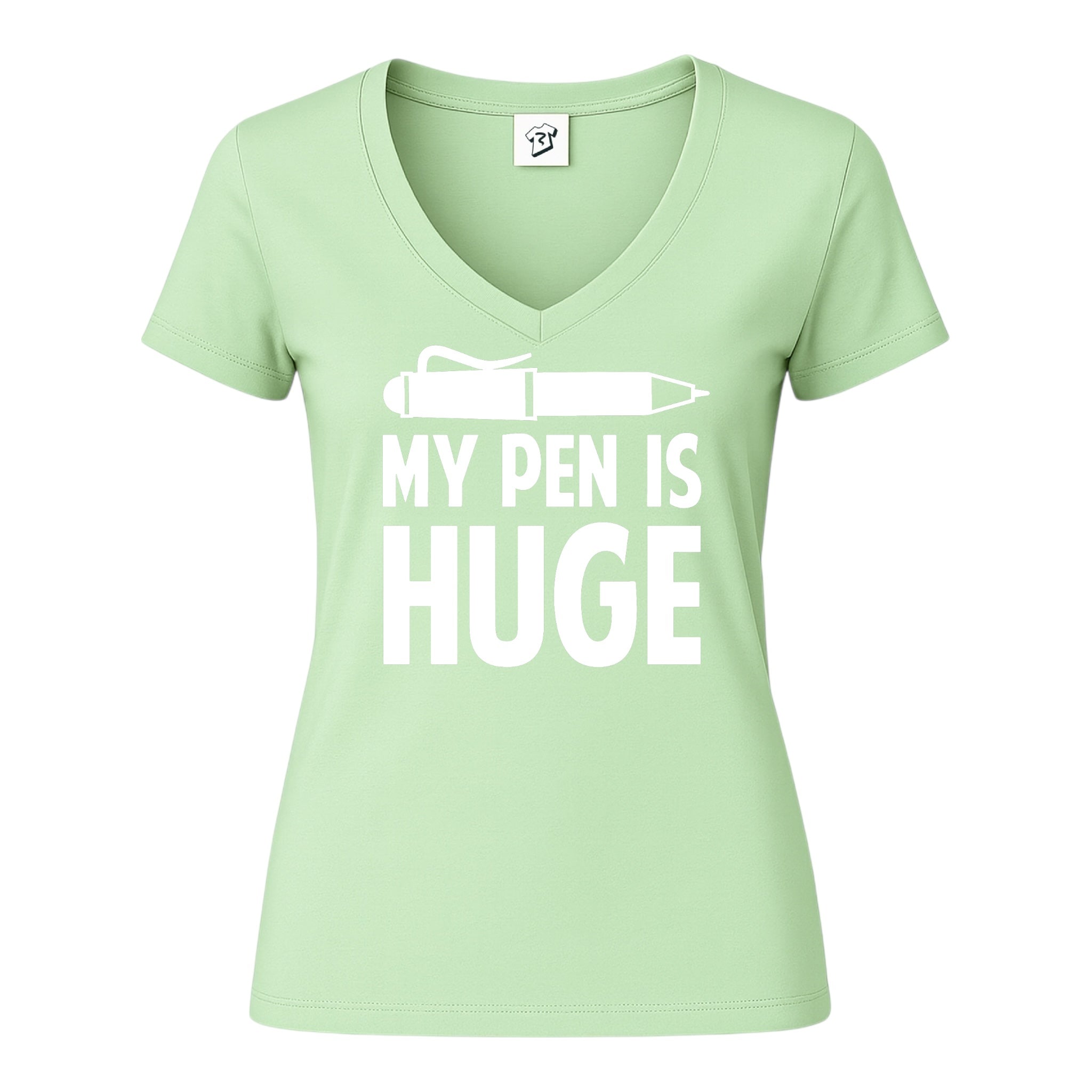 Tees Club v-neck t-shirt My Pen Is Huge - V-Neck Tee Black Size XS back view