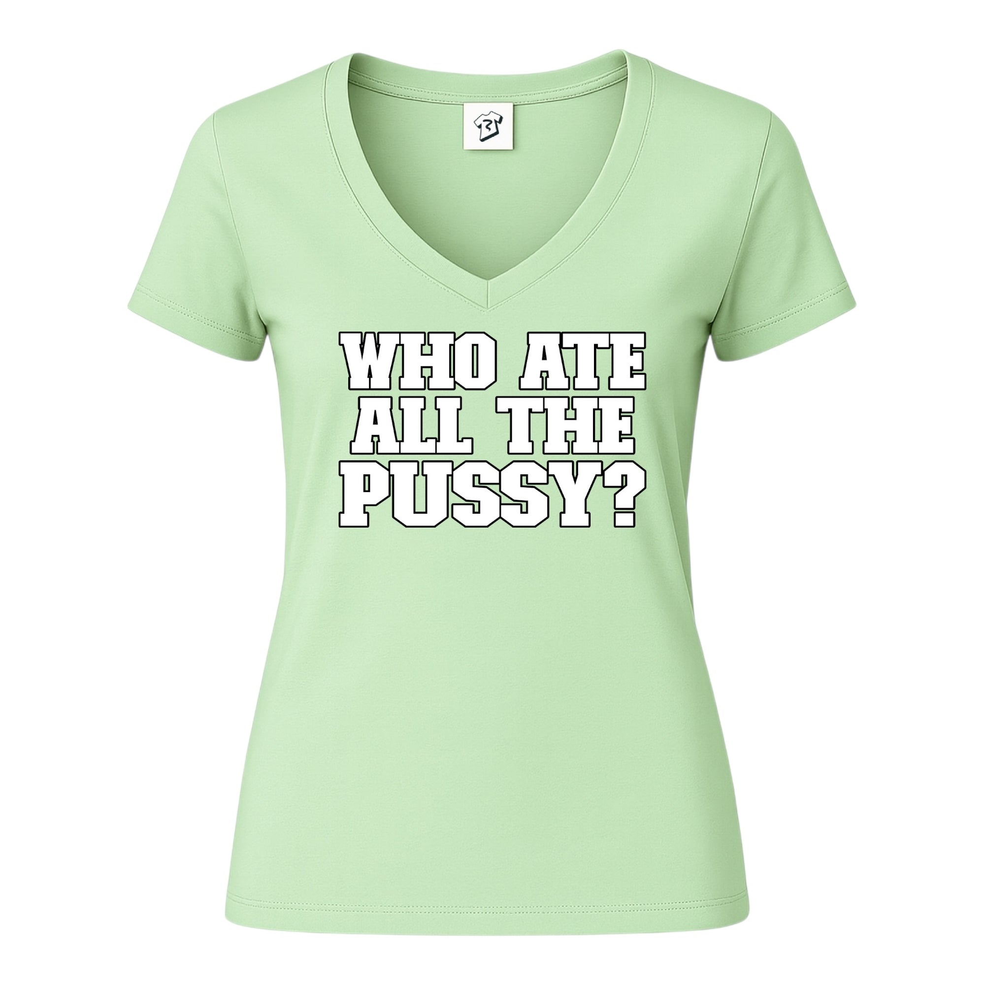 Tees Club v-neck t-shirt Who Ate All The Pussy? - V-Neck Tee Black Size XS front view