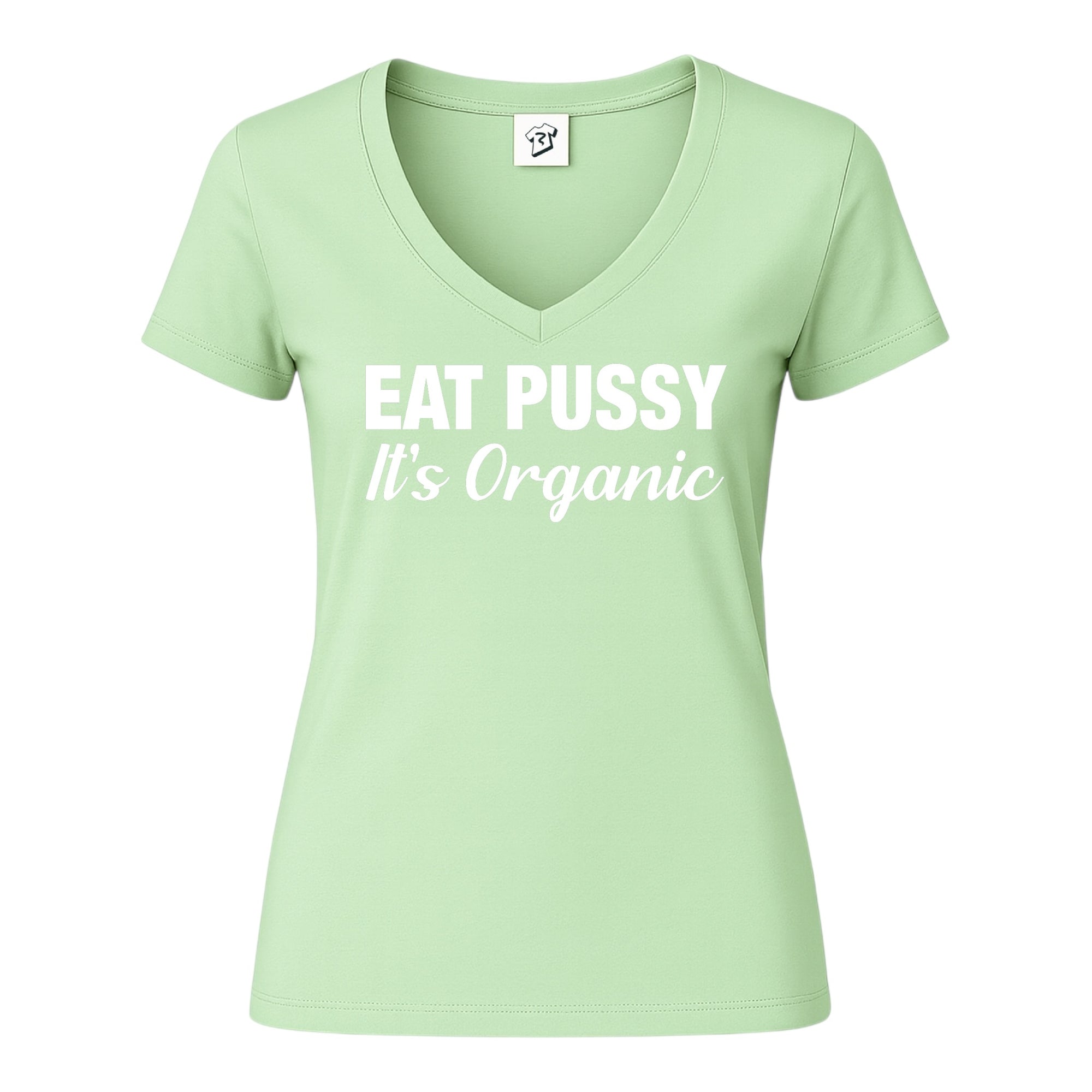 Tees Club v-neck t-shirt Eat Pussy It's Organic - V-Neck Tee Black Size XS back view