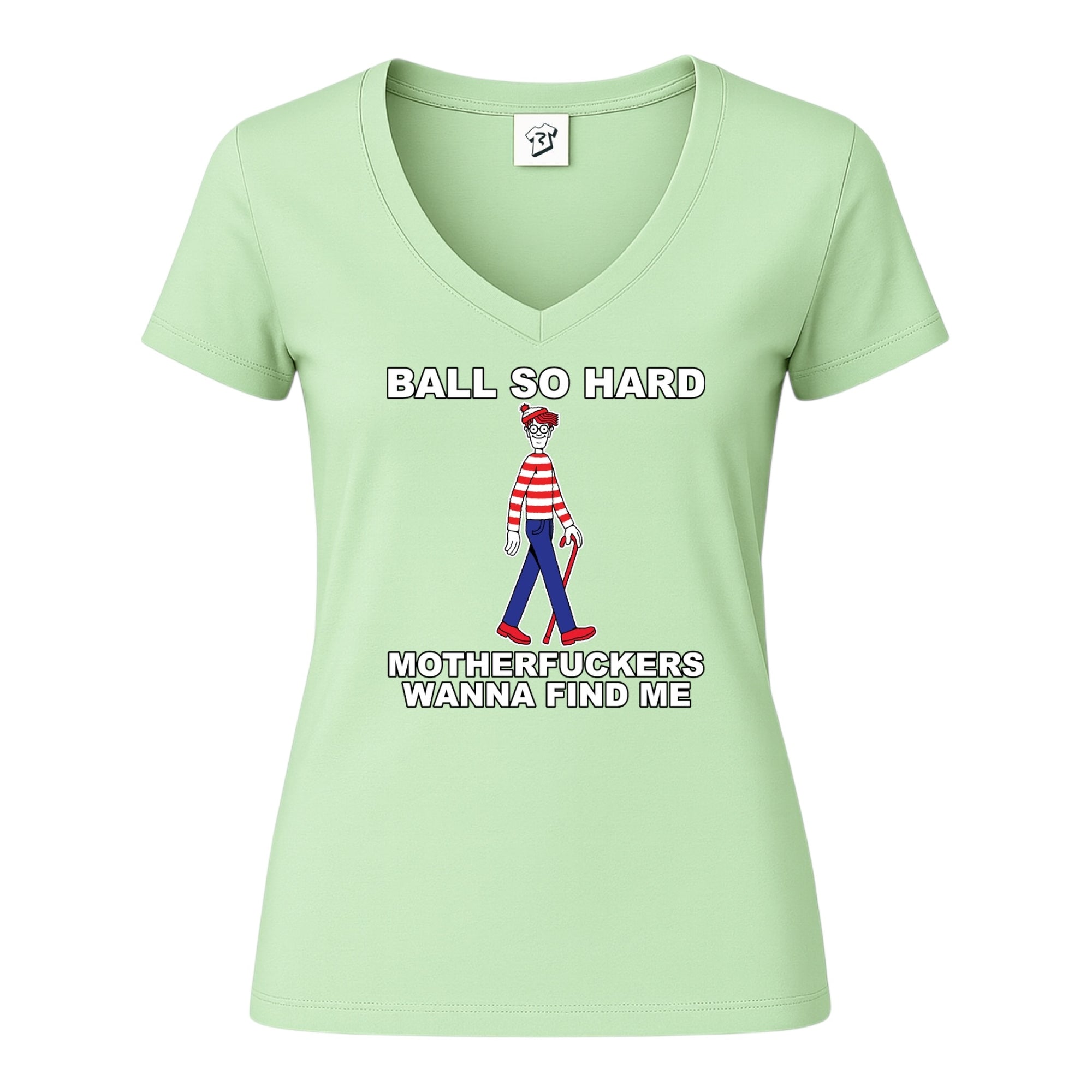 Tees Club v-neck t-shirt Ball So Hard Motherfuckers Wanna Find Me (Waldo) - V-Neck Tee Black Size XS back view