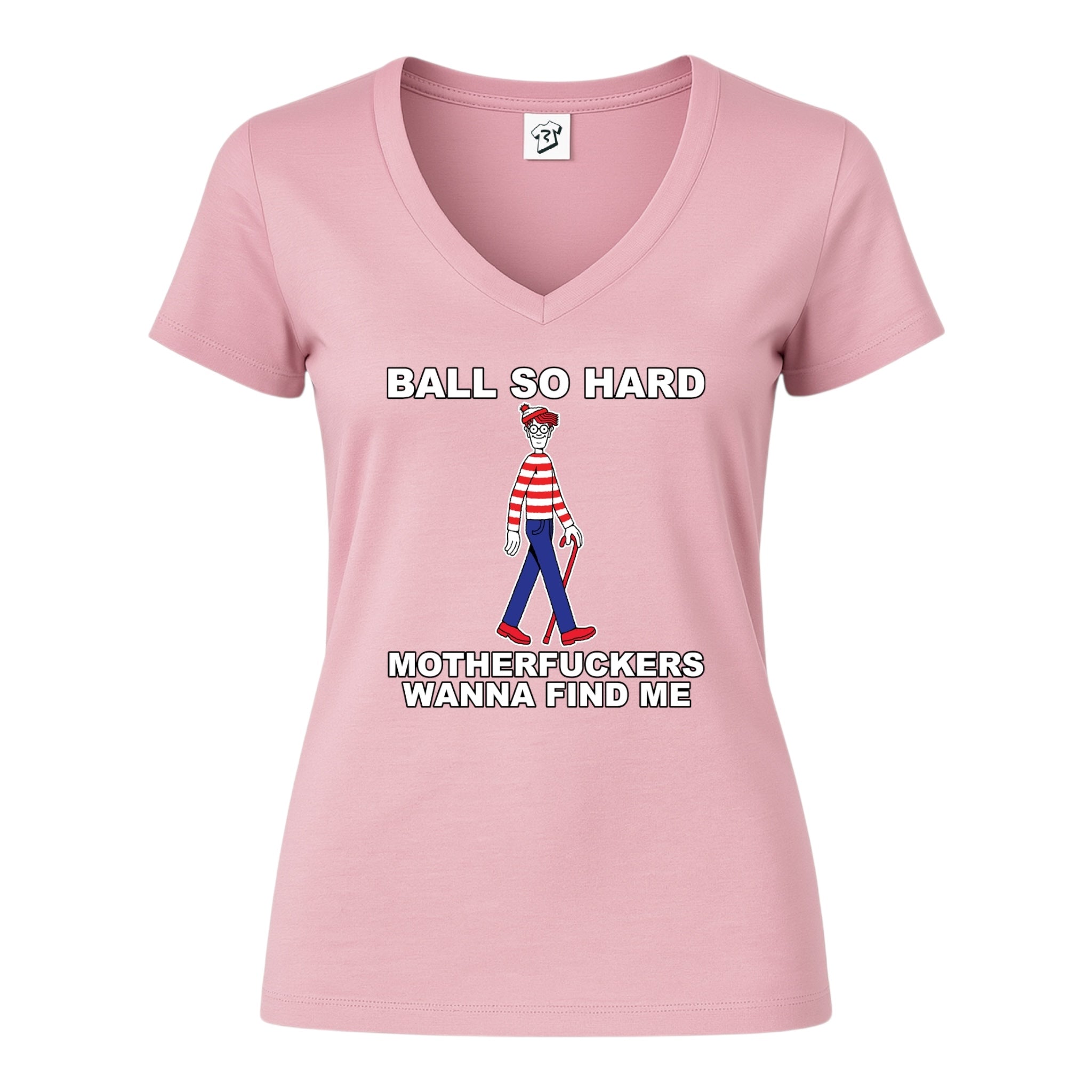 Tees Club v-neck t-shirt Ball So Hard Motherfuckers Wanna Find Me (Waldo) - V-Neck Tee Black Size S detail