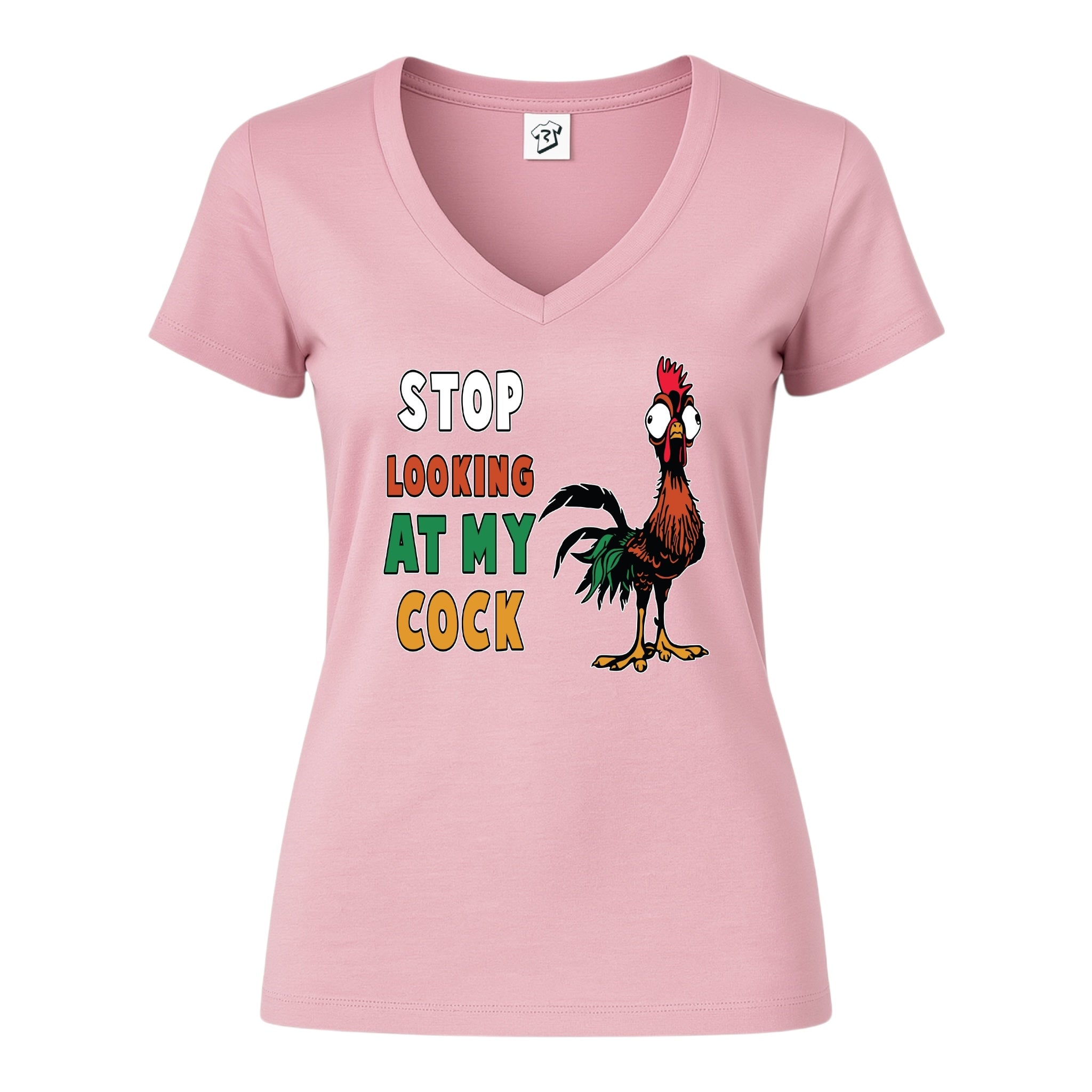 Tees Club v-neck t-shirt Stop Looking At My Cock - V-Neck Tee Black Size XS front view