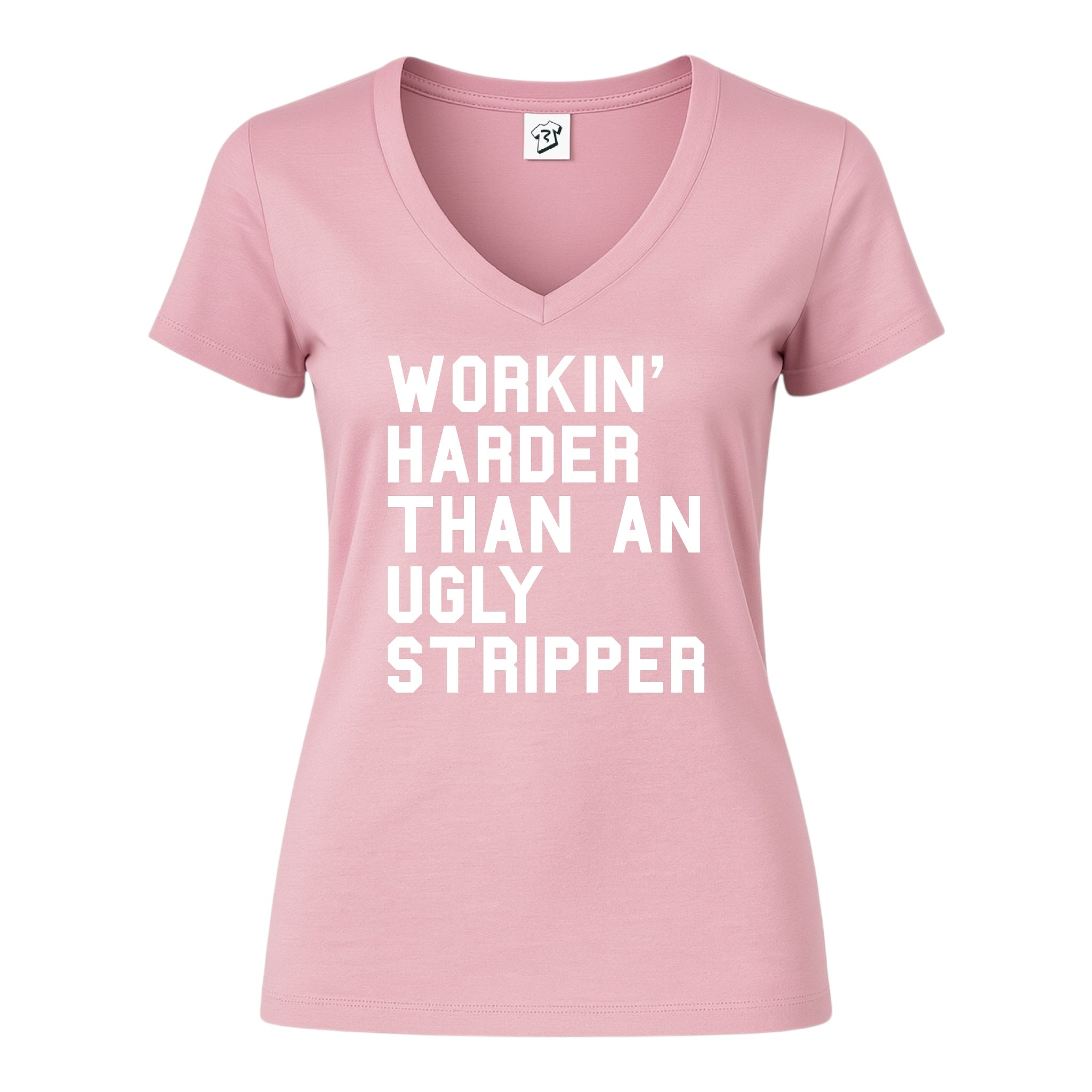 Tees Club v-neck t-shirt Workin' Harder Than an Ugly Stripper - V-Neck Tee Black Size S detail