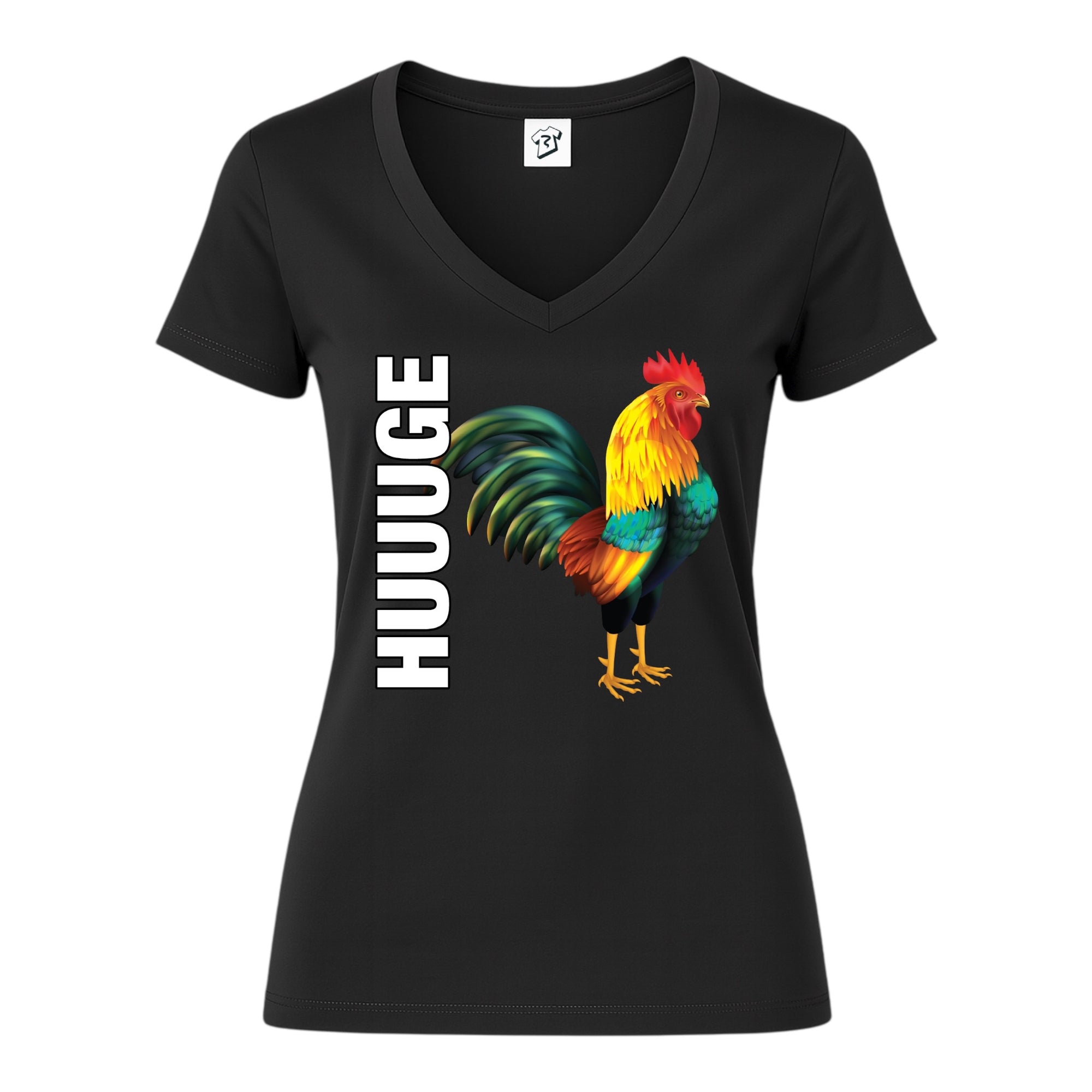 Tees Club v-neck t-shirt Huge Cock - V-Neck Tee Black Size XS front view