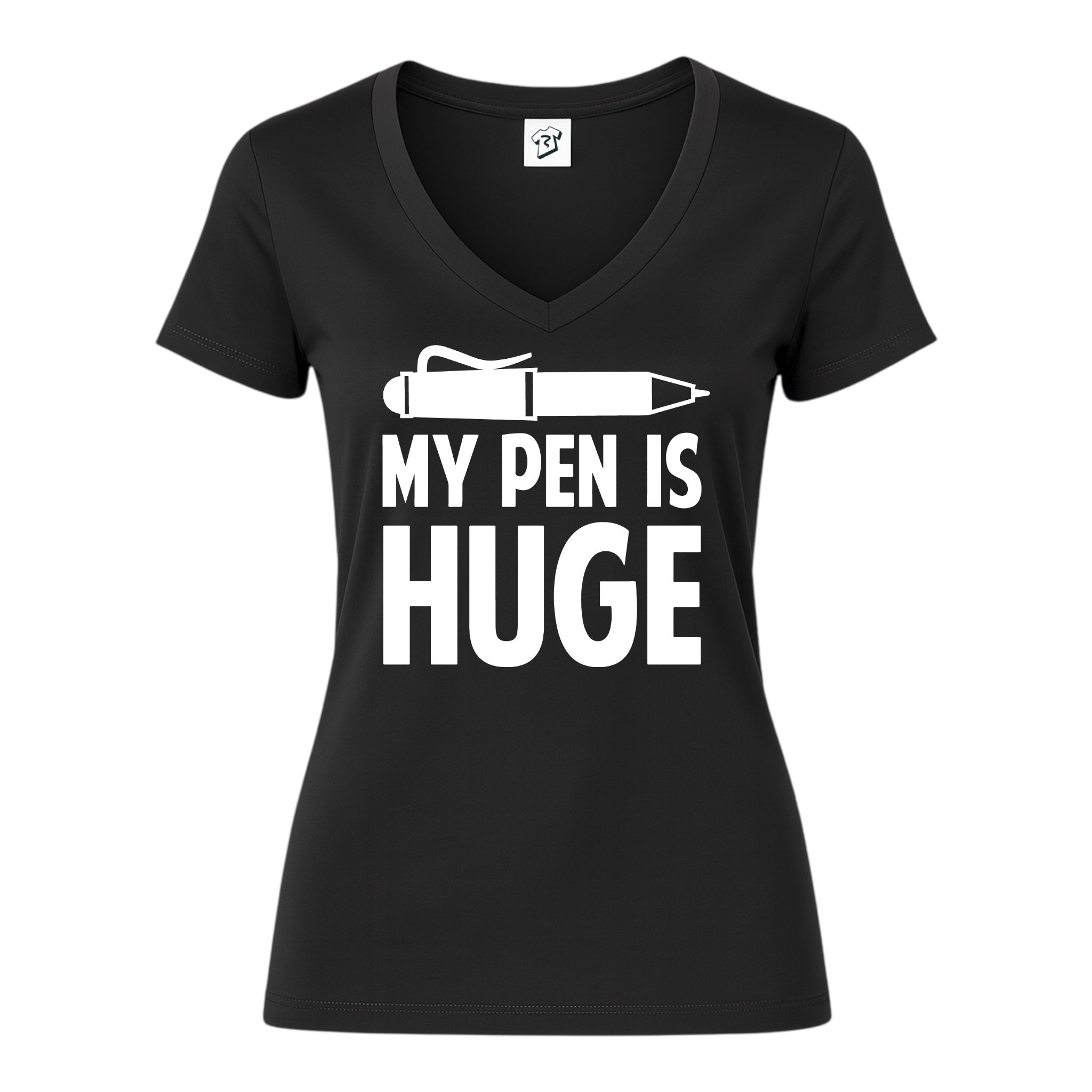 Tees Club v-neck t-shirt My Pen Is Huge - V-Neck Tee Black Size XS front view