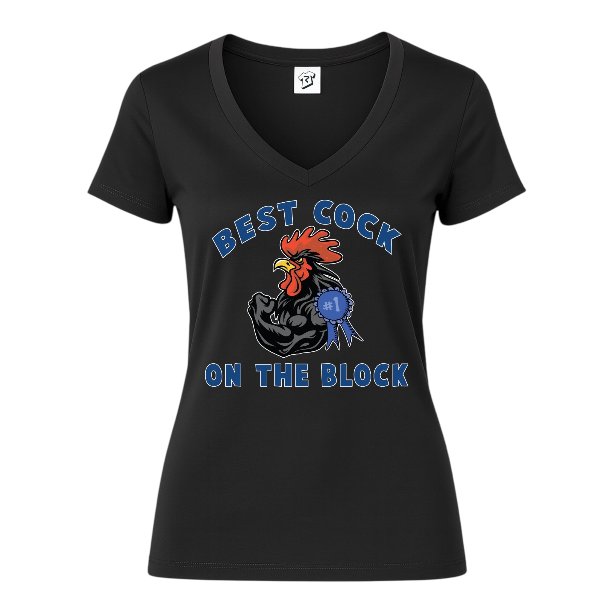 Tees Club v-neck t-shirt Best Cock On The Block - V-Neck Tee Black Size XS back view