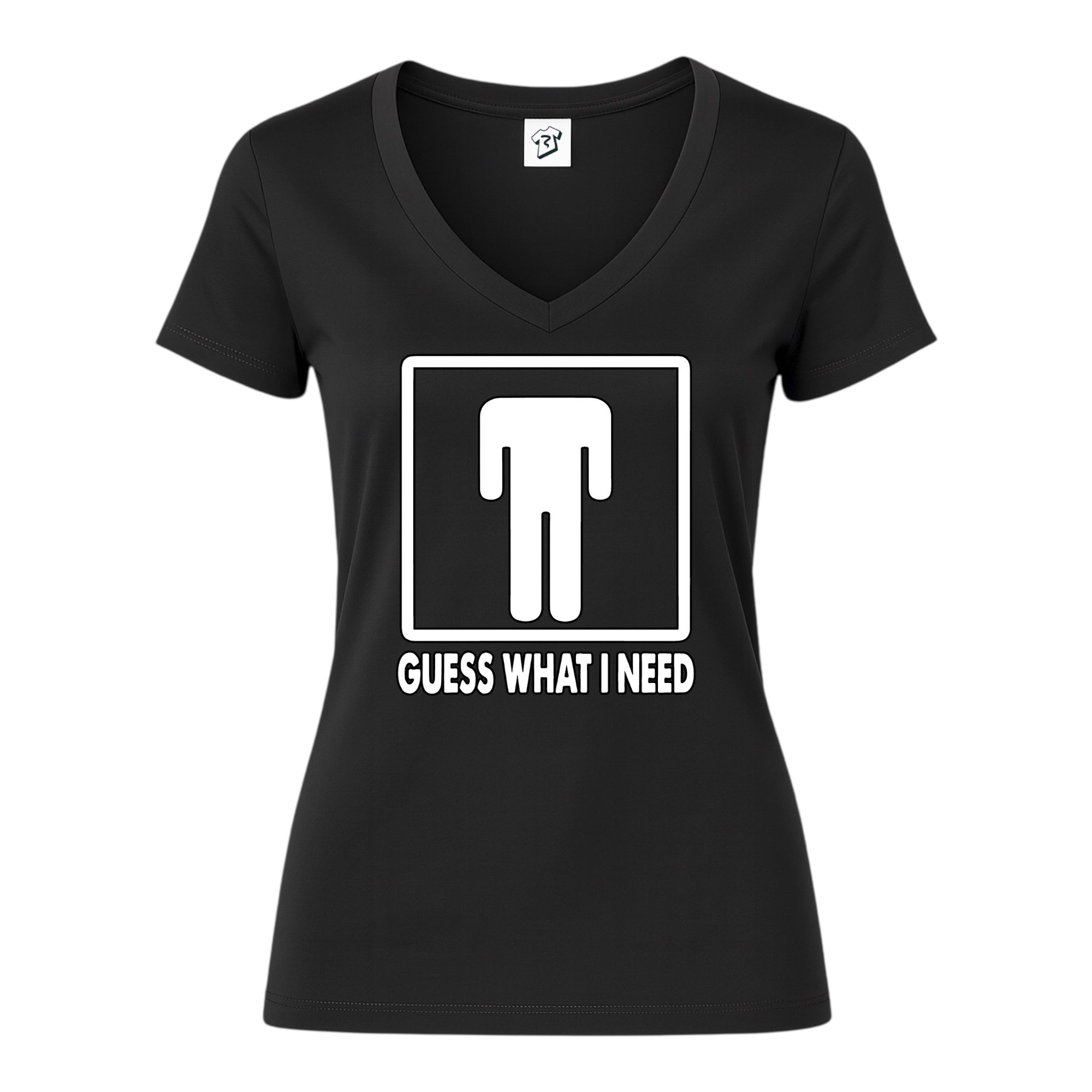 Tees Club v-neck t-shirt Guess What I Need - V-Neck Tee Black Size XS back view