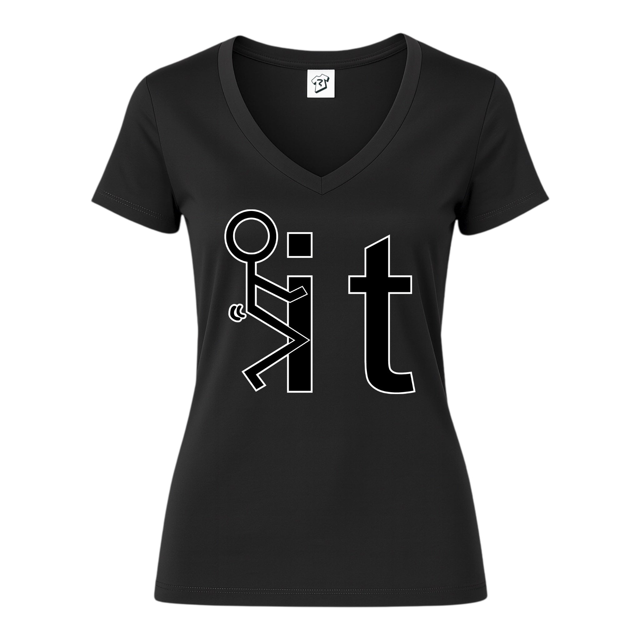 Tees Club v-neck t-shirt Fuck It - V-Neck Tee Black Size XS back view