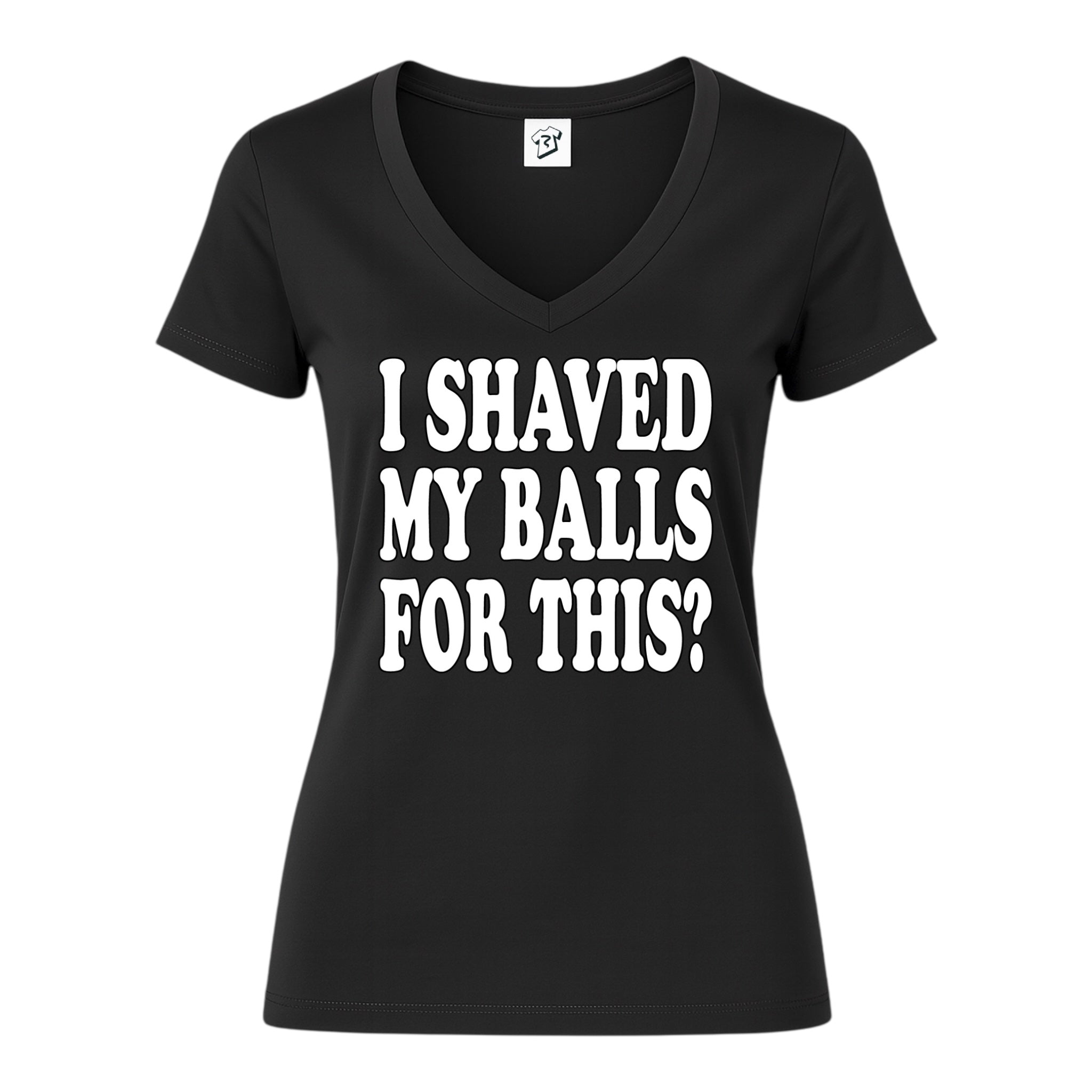 Tees Club v-neck t-shirt I Shaved My Balls for This? - V-Neck Tee Black Size XS back view