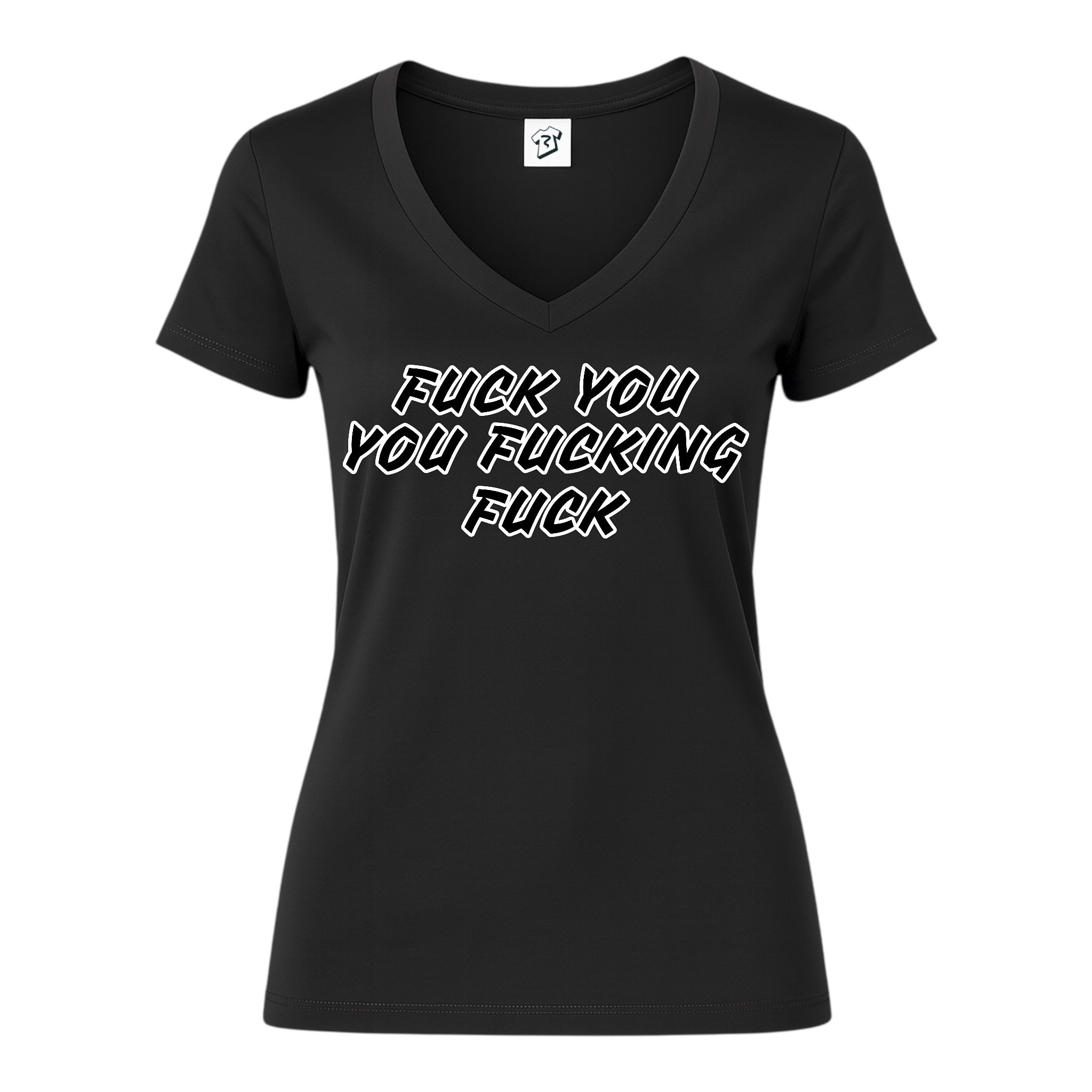 Tees Club v-neck t-shirt Fuck You You Fucking Fuck - V-Neck Tee Black Size M detail