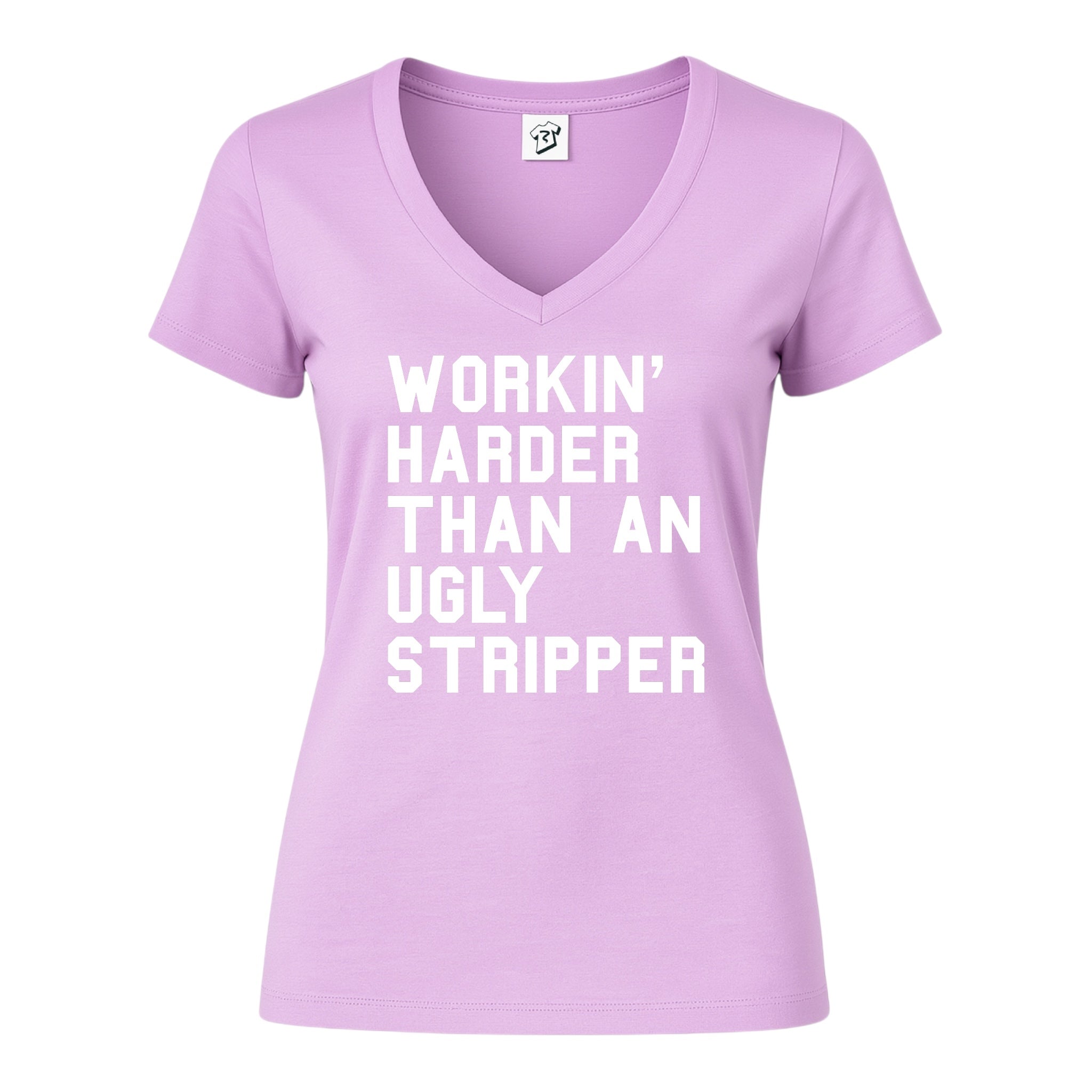 Tees Club v-neck t-shirt Workin' Harder Than an Ugly Stripper - V-Neck Tee Black Size S detail