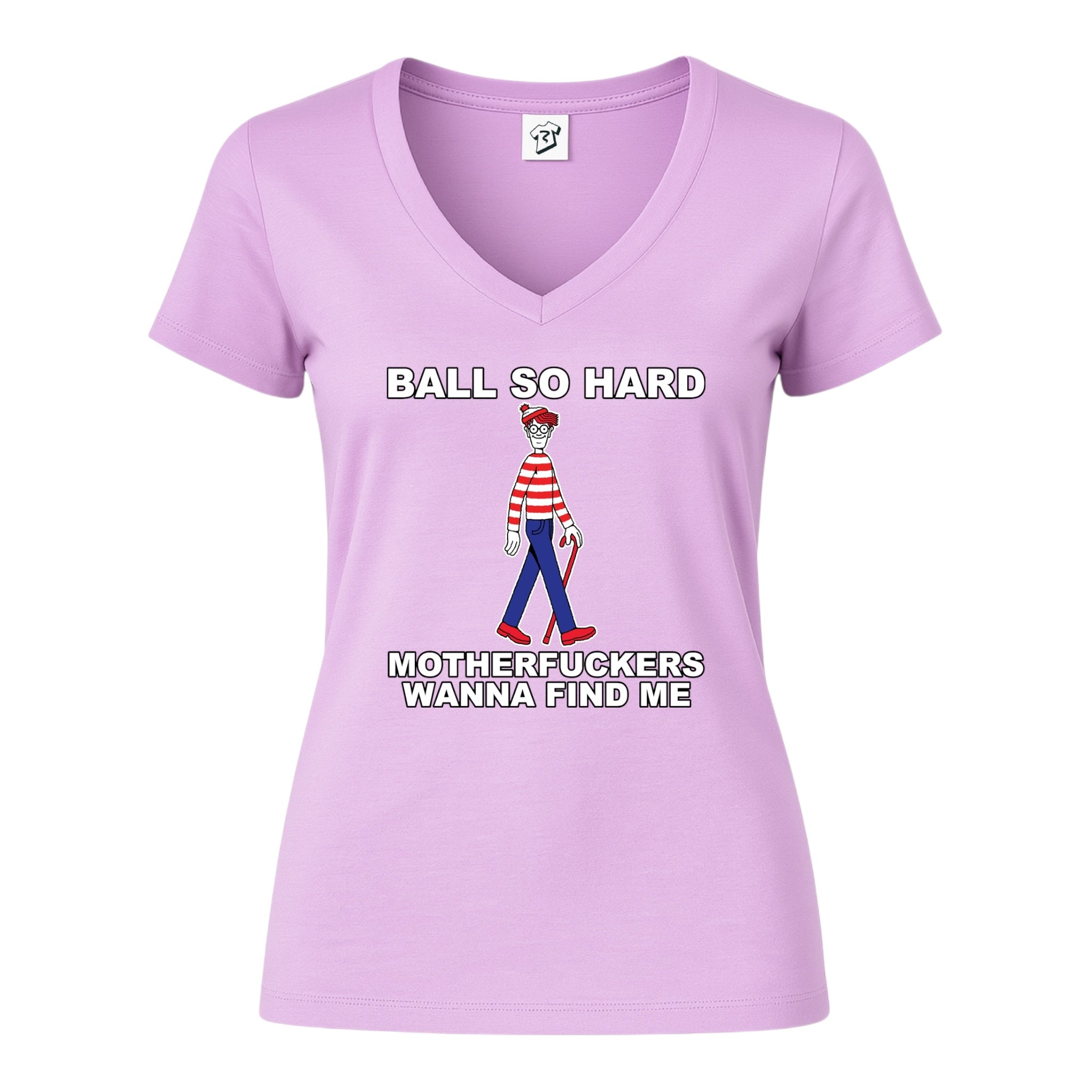 Tees Club v-neck t-shirt Ball So Hard Motherfuckers Wanna Find Me (Waldo) - V-Neck Tee Black Size S detail