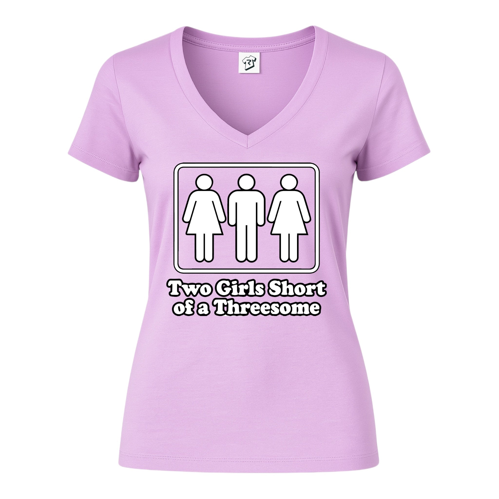 Tees Club v-neck t-shirt Two Girls Short of a Threesome - V-Neck Tee Black Size S detail