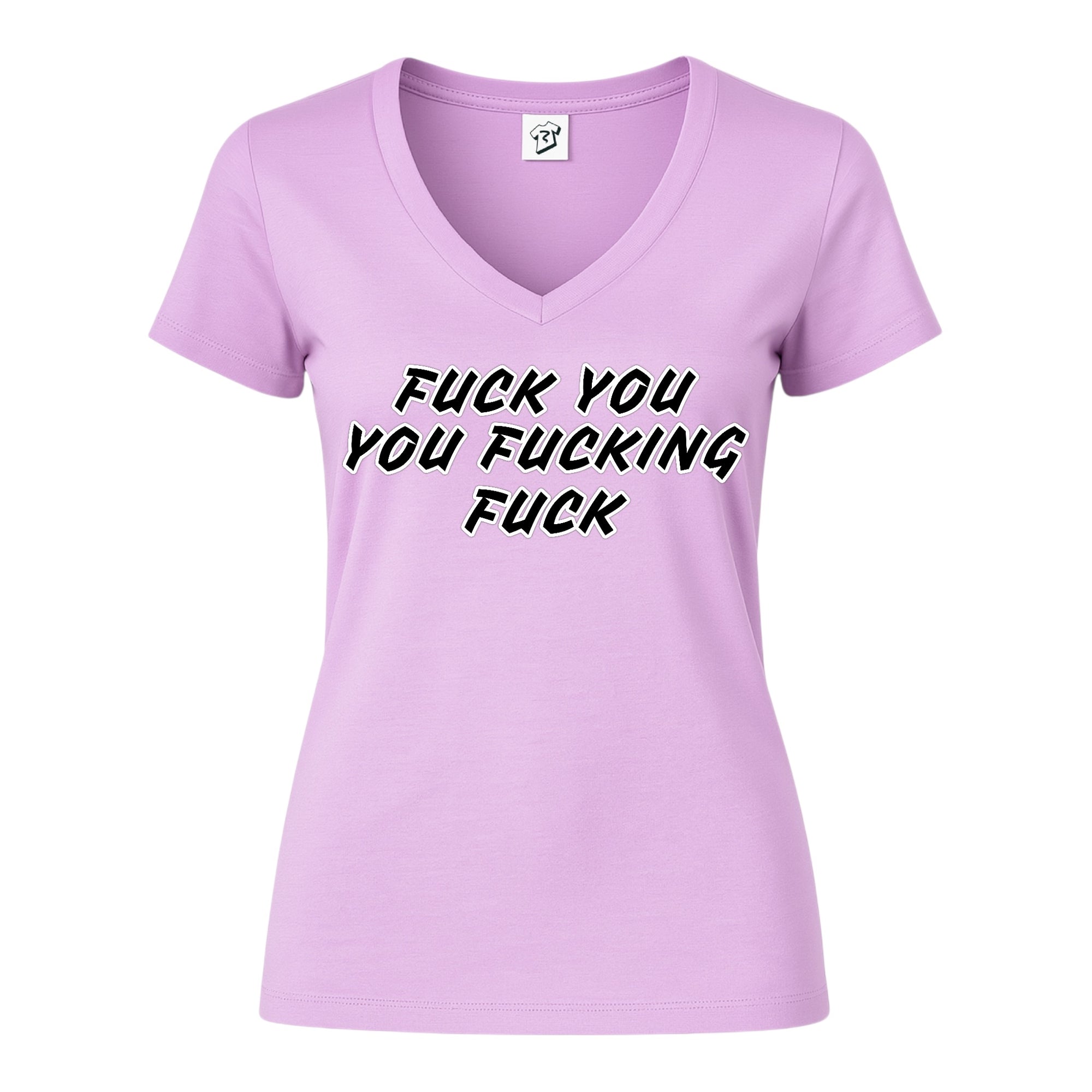 Tees Club v-neck t-shirt Fuck You You Fucking Fuck - V-Neck Tee Black Size XS back view